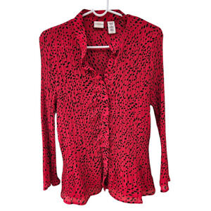 Covington Red and black Speckled polka dote Women Blouse Size Large